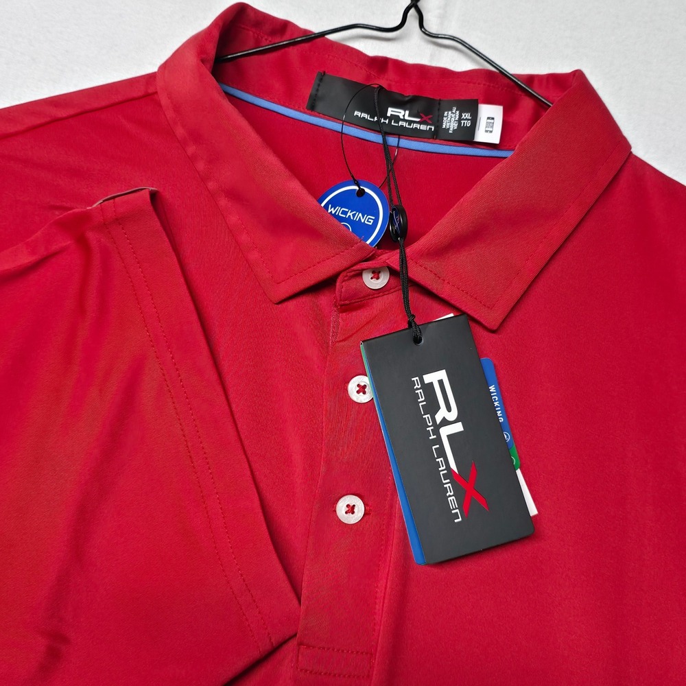 RLX Ralph Lauren Polo Shirt Men's XXL Red Performance Golf Wicking Short Sleeve
